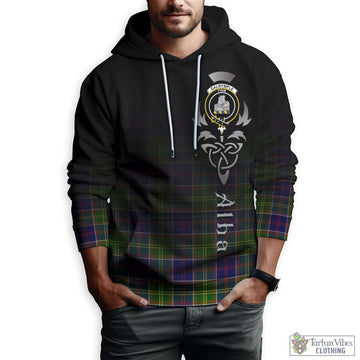 Dalrymple Tartan Hoodie Featuring Alba Gu Brath Family Crest Celtic Inspired Zip Hoodie - Tartan Vibes Clothing