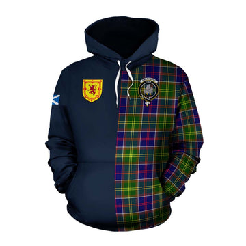 Dalrymple Tartan Cotton Hoodie Alba with Scottish Lion Royal Arm Half Style Pullover Hoodie XS - Tartan Vibes Clothing
