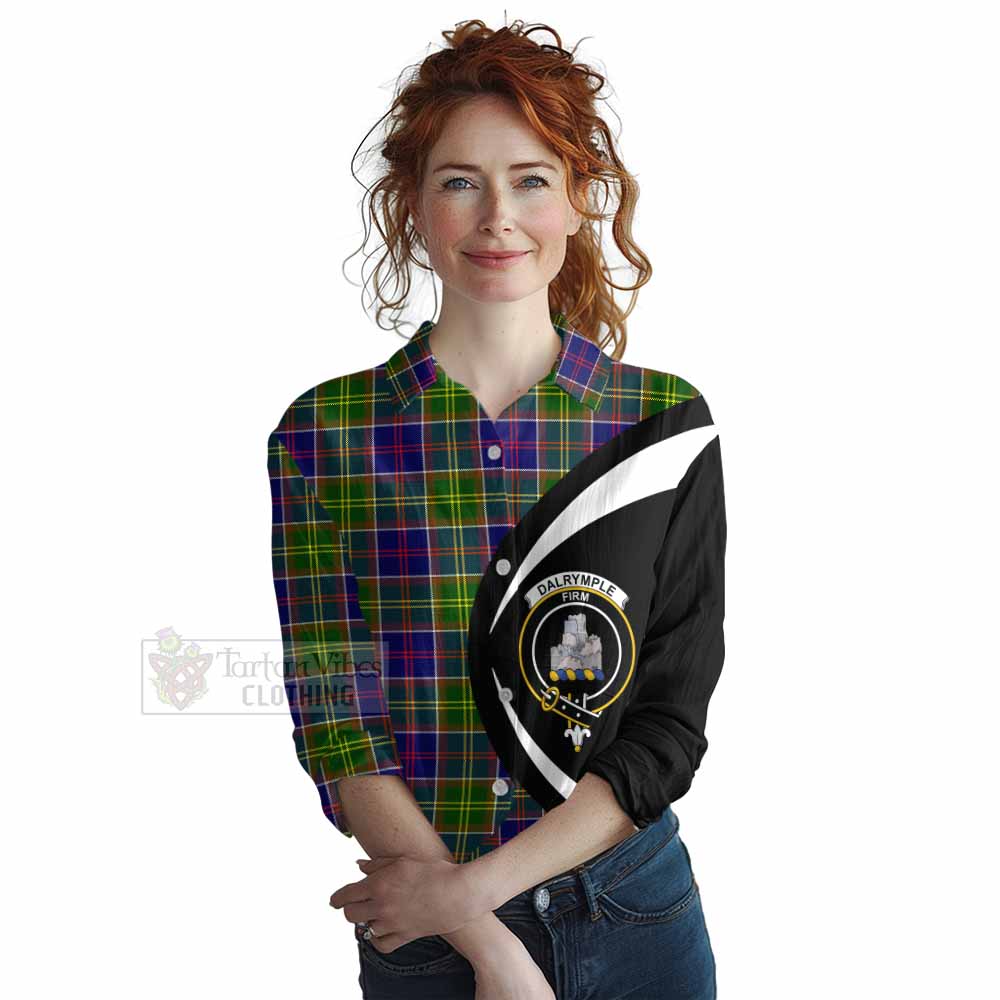 Dalrymple Tartan Women's Casual Shirt with Family Crest Circle Style Female - Tartan Vibes Clothing
