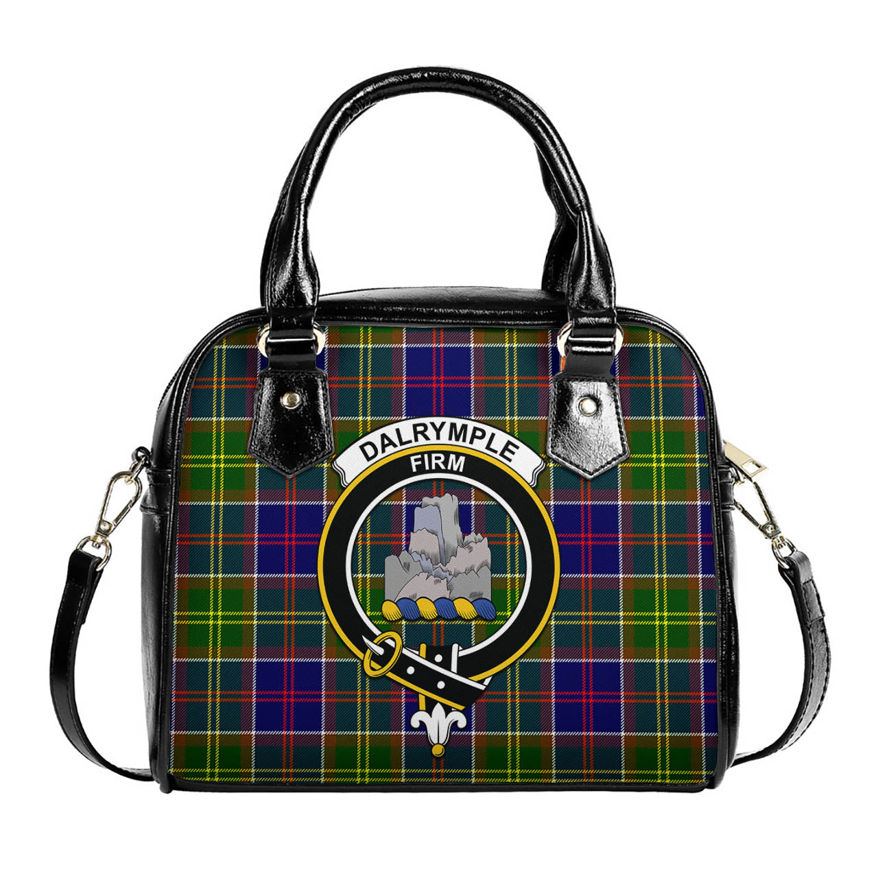 Dalrymple Tartan Shoulder Handbags with Family Crest One Size 9*21*24 cm (3.54*8.27*9.45 inches) - Tartan Vibes Clothing