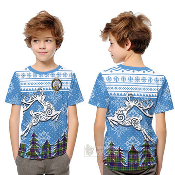 Dalrymple Clan Christmas Kid T-Shirt Celtic Reindeer Style
