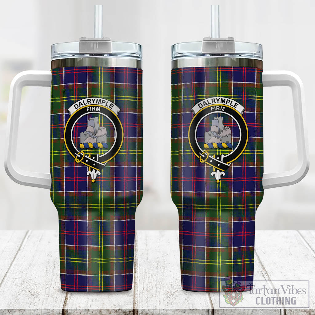 Dalrymple Tartan Tumbler with Handle with Family Crest One Size 40 OZ - Tartan Vibes Clothing