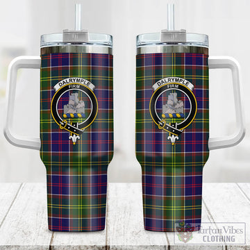 Dalrymple Tartan Tumbler with Handle with Family Crest One Size 40 OZ - Tartan Vibes Clothing