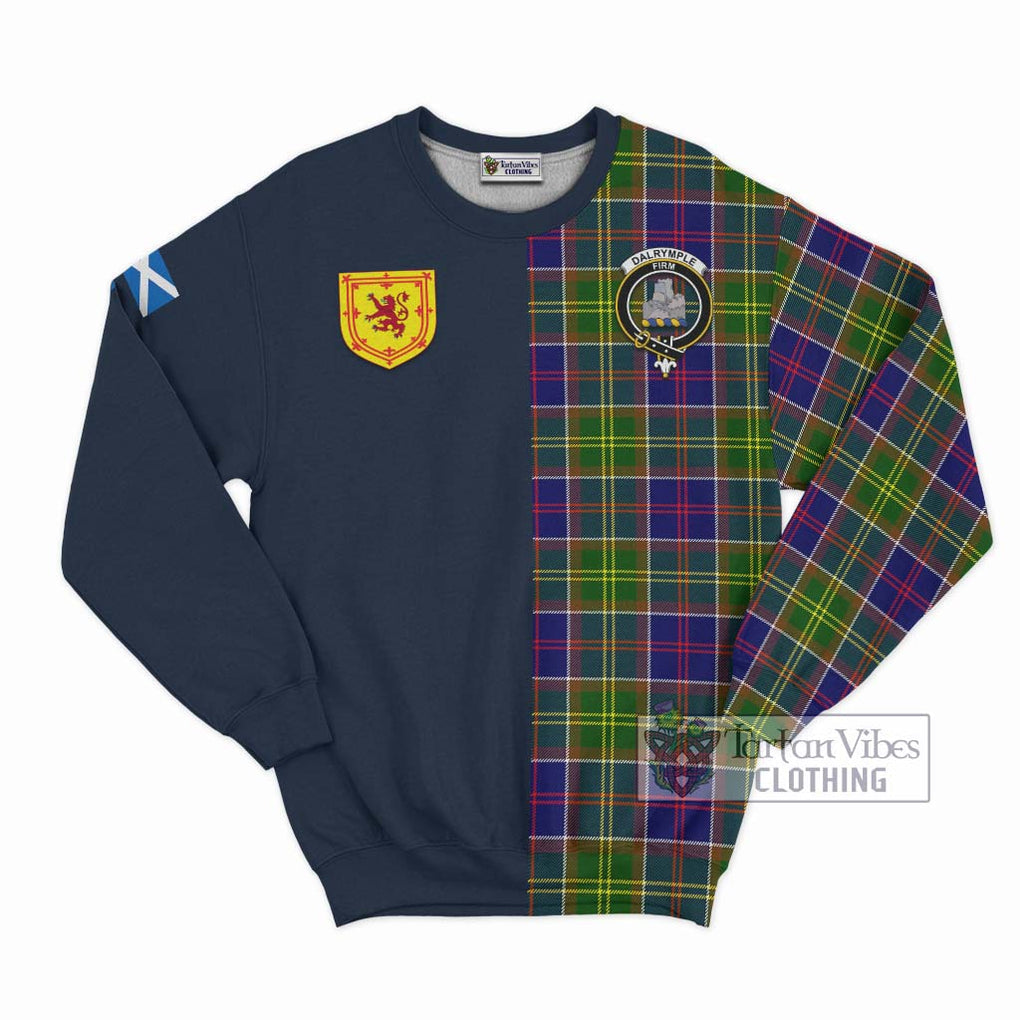 Dalrymple Tartan Sweatshirt Alba with Scottish Lion Royal Arm Half Style Unisex - Tartan Vibes Clothing
