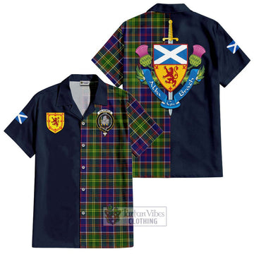 Dalrymple Tartan Hawaiian Shirt Alba with Scottish Lion Royal Arm Half Style Kid - Tartan Vibes Clothing