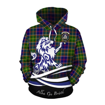 Dalrymple Tartan Cotton Hoodie with Alba Gu Brath Regal Lion Emblem Pullover Hoodie XS - Tartan Vibes Clothing