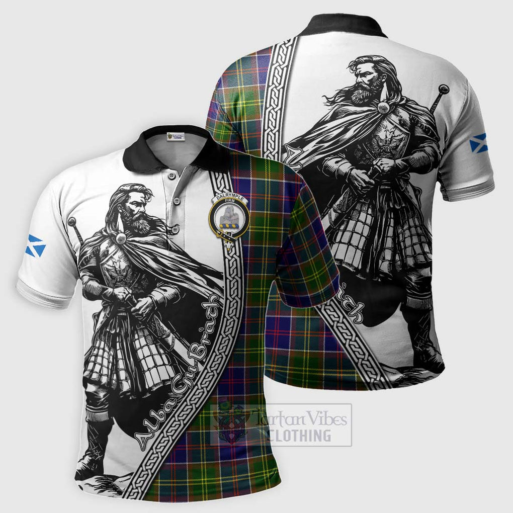 Dalrymple Tartan Clan Crest Polo Shirt with Highlander Warrior Celtic Style Kid - Tartan Vibes Clothing