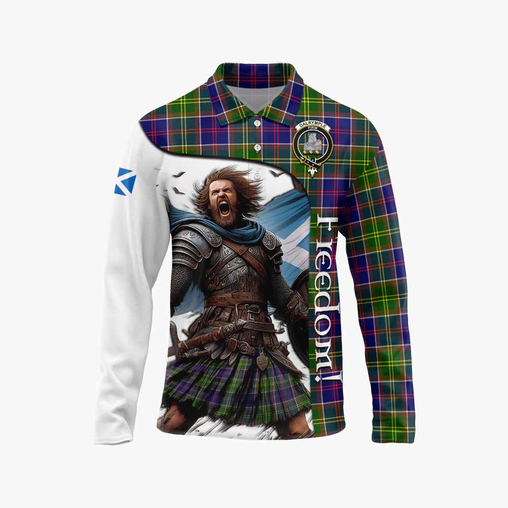 Tartan Vibes Clothing Dalrymple Crest Tartan Long Sleeve Polo Shirt Inspired by the Freedom of Scottish Warrior