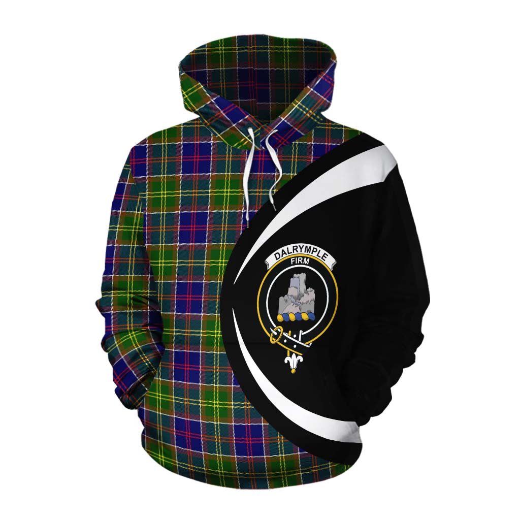 Dalrymple Tartan Cotton Hoodie with Family Crest Circle Style Pullover Hoodie XS - Tartan Vibes Clothing