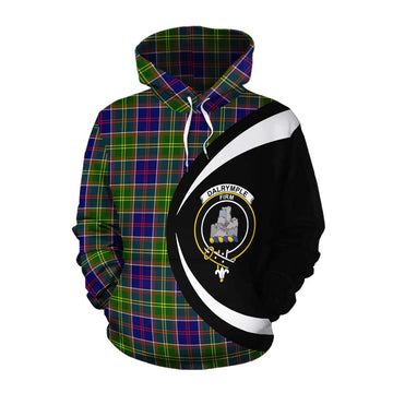 Dalrymple Tartan Cotton Hoodie with Family Crest Circle Style Pullover Hoodie XS - Tartan Vibes Clothing