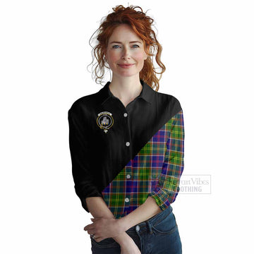 Dalrymple Tartan Women's Casual Shirt with Family Crest and Military Logo Style Female - Tartan Vibes Clothing