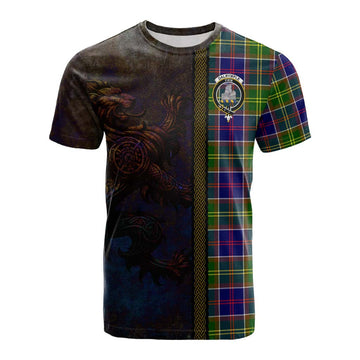 Dalrymple Tartan Family Crest Cotton T-shirt Alba Gu Brath Be Brave Lion Ancient Style