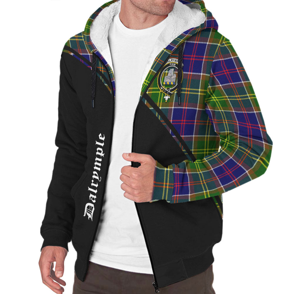 Dalrymple Tartan Sherpa Hoodie with Family Crest Curve Style Unisex - Tartan Vibes Clothing