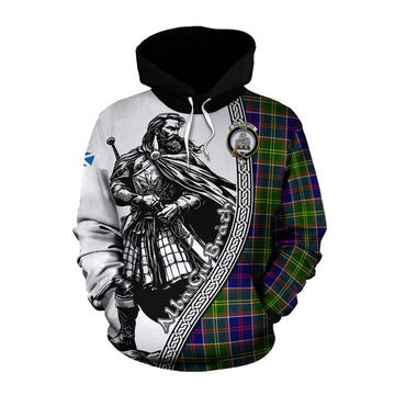 Dalrymple Tartan Clan Crest Cotton Hoodie with Highlander Warrior Celtic Style Pullover Hoodie XS - Tartan Vibes Clothing