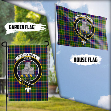 Dalrymple Tartan Flag with Family Crest