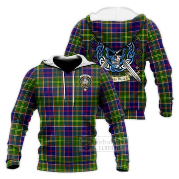 Dalrymple Tartan Knitted Hoodie with Family Crest Celtic Skull Style Unisex Knitted Pullover Hoodie - Tartan Vibes Clothing