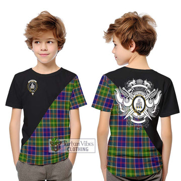 Dalrymple Tartan Kid T-Shirt with Family Crest and Military Logo Style Youth XL Size14 - Tartan Vibes Clothing