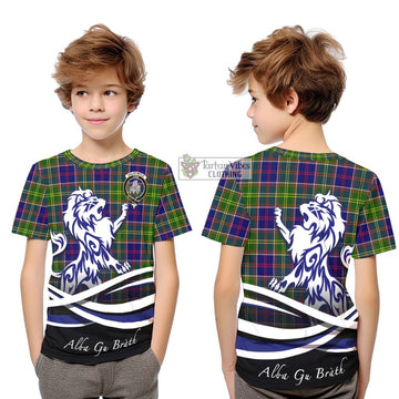 Dalrymple Tartan Kid T-Shirt with Alba Gu Brath Regal Lion Emblem Youth XL Size14 - Tartan Vibes Clothing