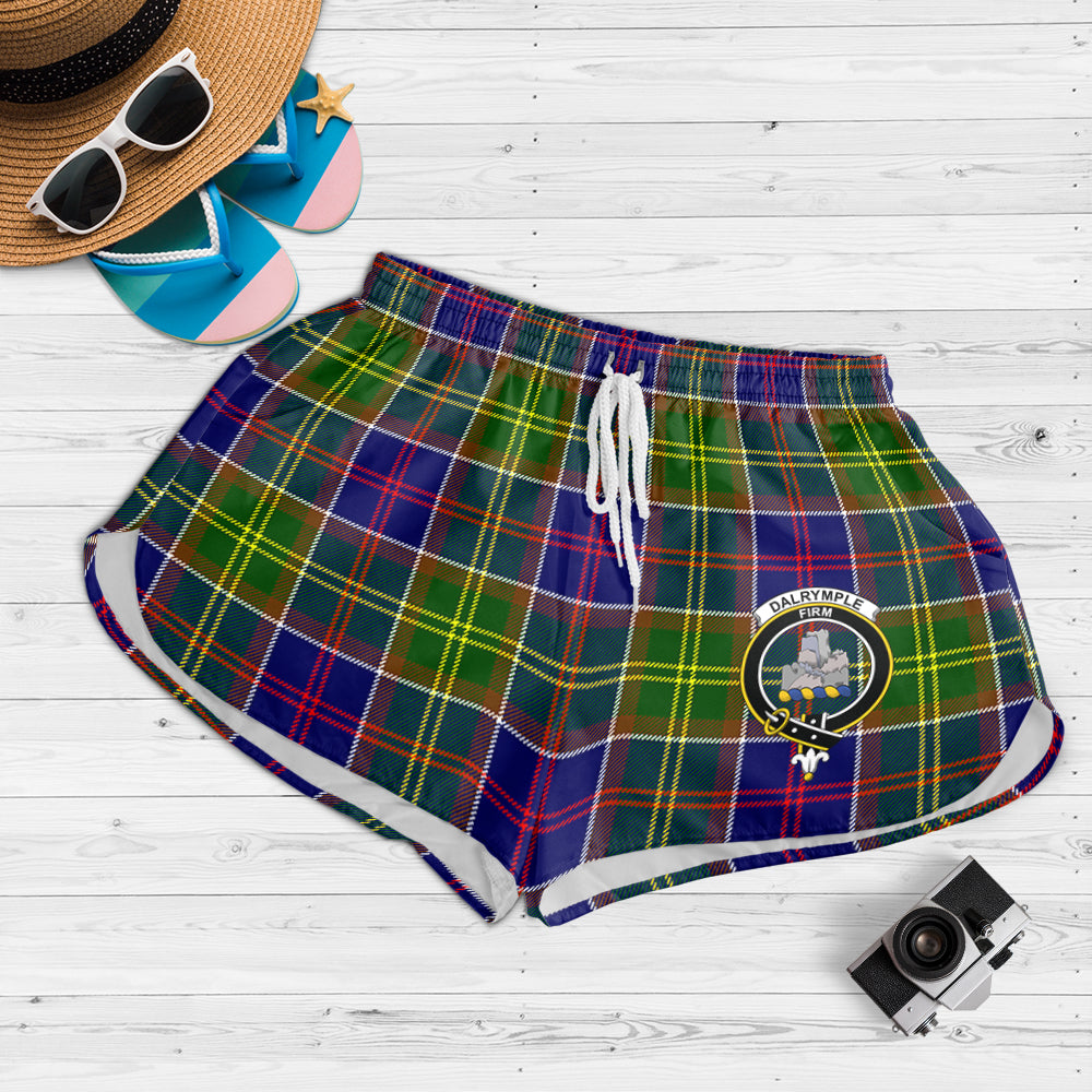 Dalrymple Tartan Womens Shorts with Family Crest 4XL - Tartan Vibes Clothing