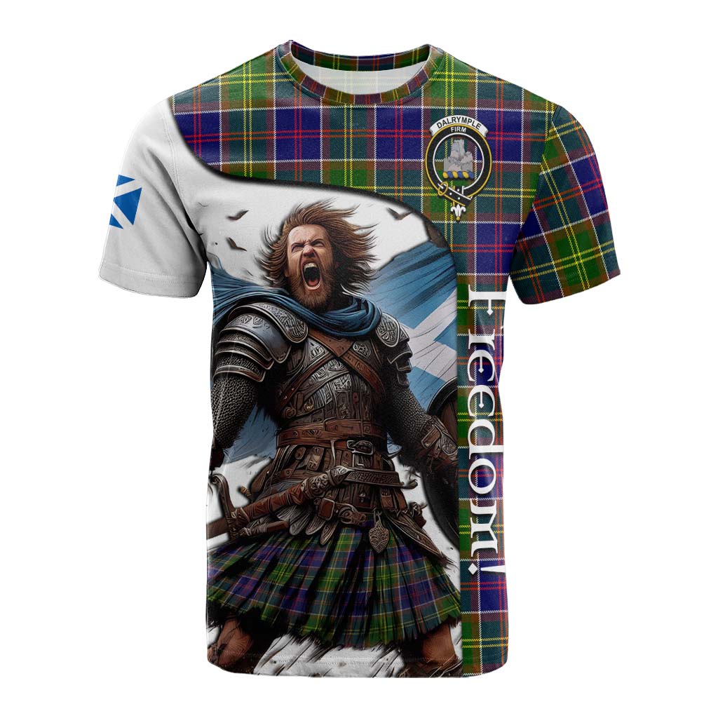 Tartan Vibes Clothing Dalrymple Crest Tartan Cotton T-shirt Inspired by the Freedom of Scottish Warrior