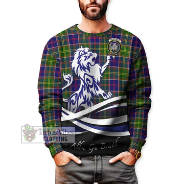 Dalrymple Tartan Sweatshirt with Alba Gu Brath Regal Lion Emblem Unisex - Tartan Vibes Clothing