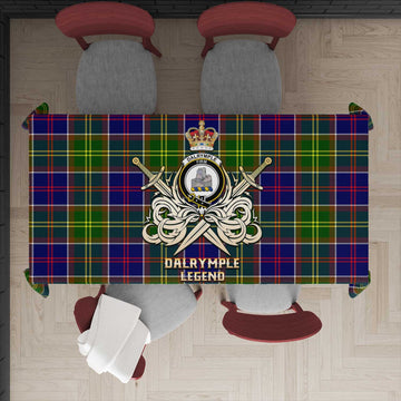 Dalrymple Tartan Tablecloth with Clan Crest and the Golden Sword of Courageous Legacy - Tartan Vibes Clothing