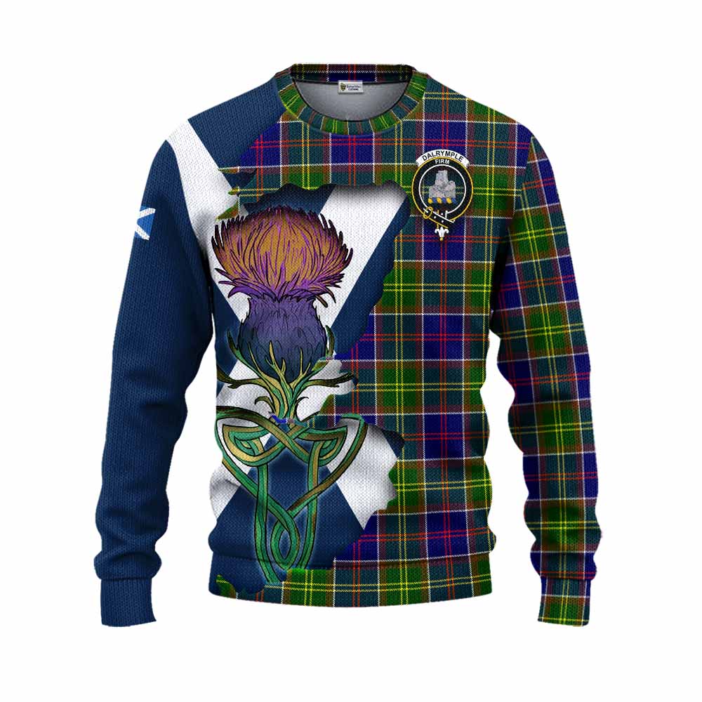Dalrymple Tartan Family Crest Knitted Sweater Scottish Thistle Celtic Inspired Unisex - Tartan Vibes Clothing