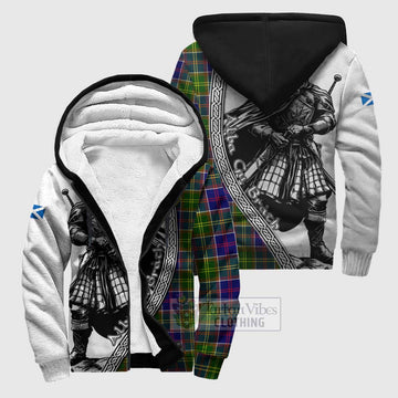 Dalrymple Tartan Clan Crest Sherpa Hoodie with Highlander Warrior Celtic Style Unisex S - Tartan Vibes Clothing