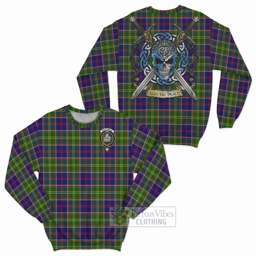 Dalrymple Tartan Sweatshirt with Family Crest Celtic Skull Style Unisex - Tartan Vibes Clothing