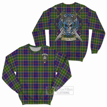 Dalrymple Tartan Sweatshirt with Family Crest Celtic Skull Style Unisex - Tartan Vibes Clothing