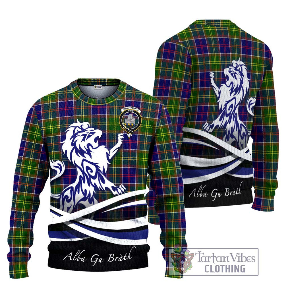 Dalrymple Tartan Ugly Sweater with Alba Gu Brath Regal Lion Emblem Unisex - Tartan Vibes Clothing