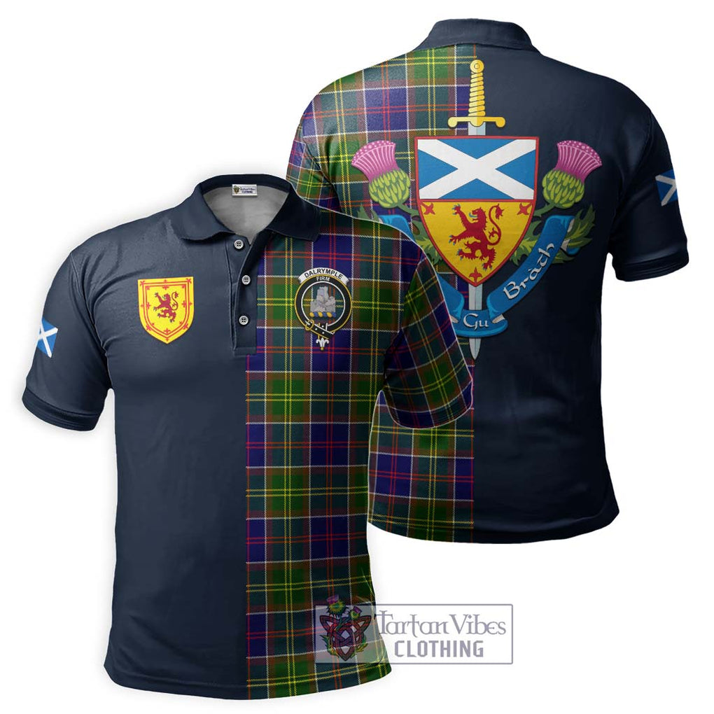 Dalrymple Tartan Polo Shirt Alba with Scottish Lion Royal Arm Half Style Kid - Tartan Vibes Clothing