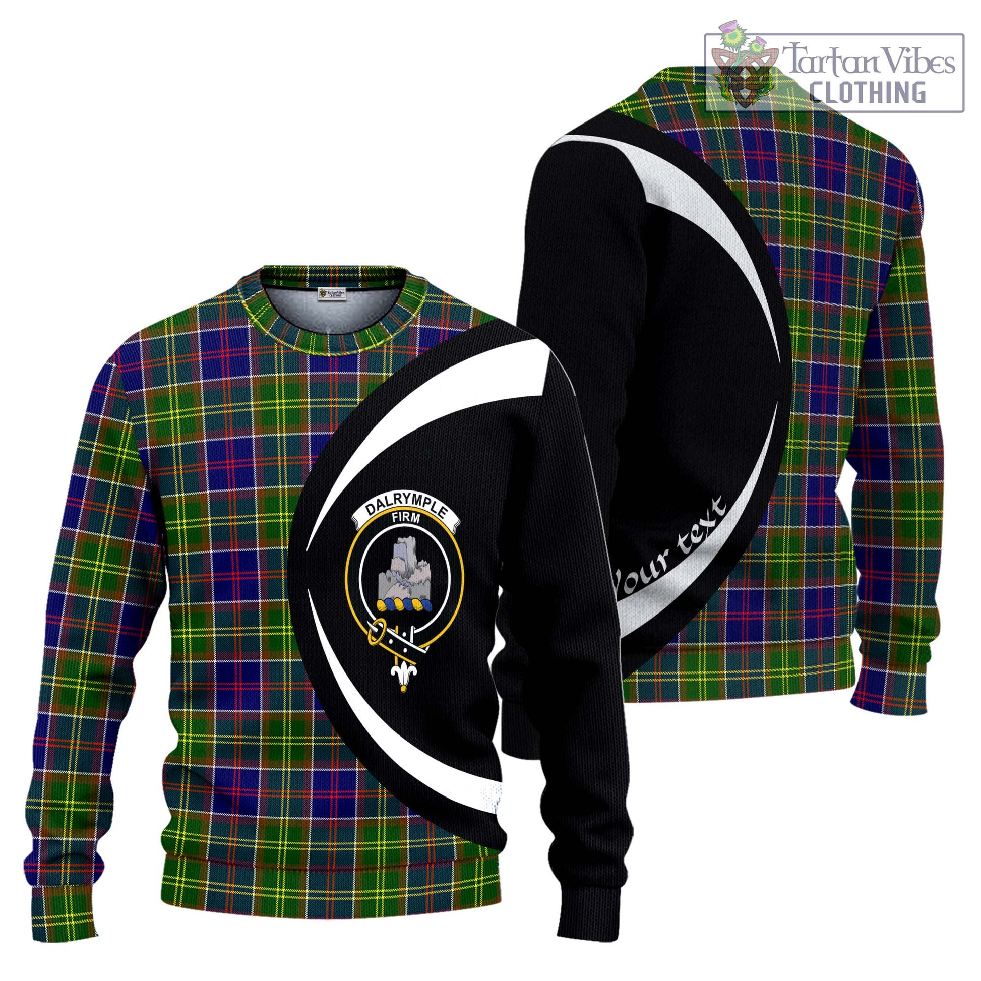 Dalrymple Tartan Ugly Sweater with Family Crest Circle Style Unisex - Tartan Vibes Clothing