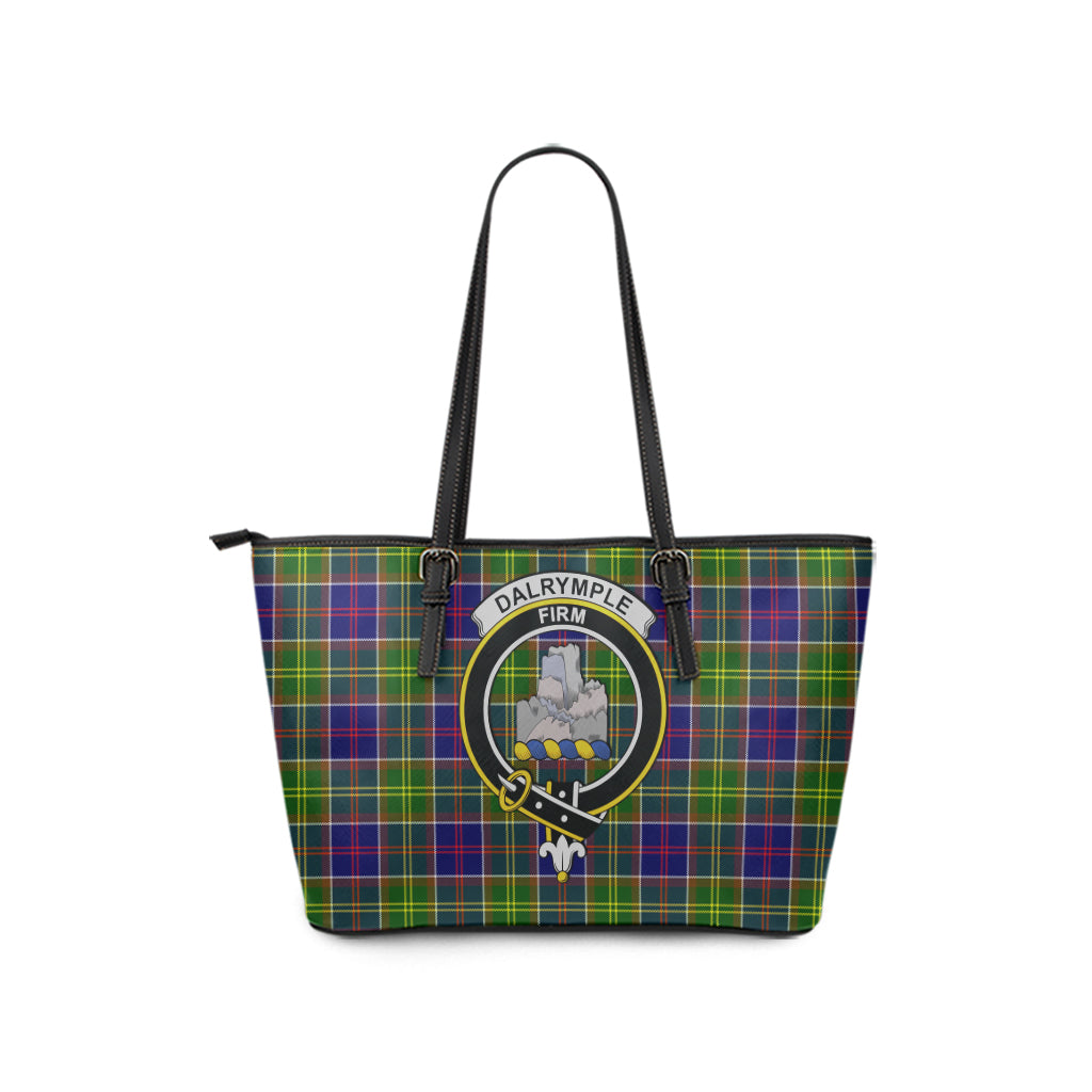 Dalrymple Tartan Leather Tote Bag with Family Crest - Tartan Vibes Clothing