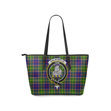 Dalrymple Tartan Leather Tote Bag with Family Crest