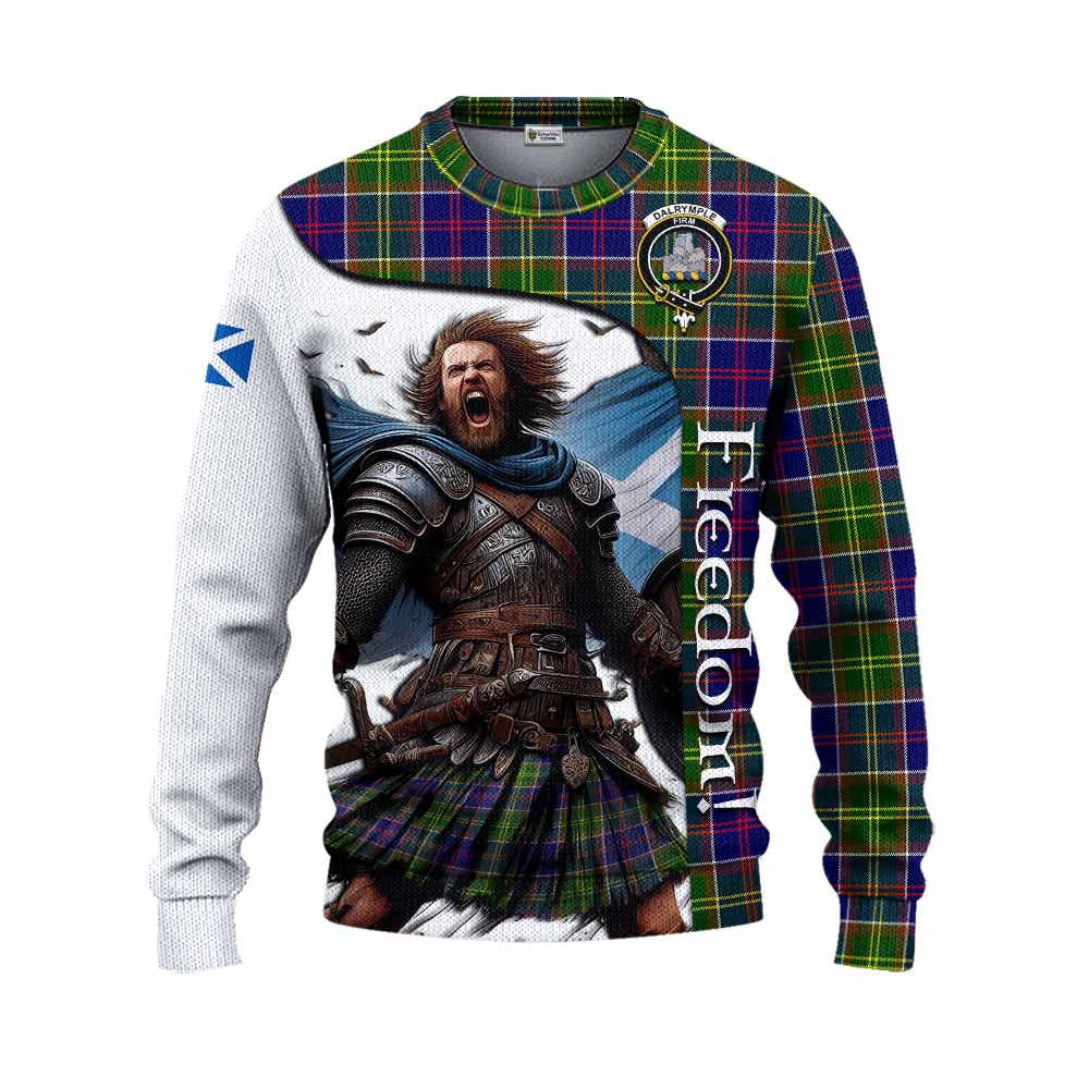 Tartan Vibes Clothing Dalrymple Crest Tartan Knitted Sweater Inspired by the Freedom of Scottish Warrior