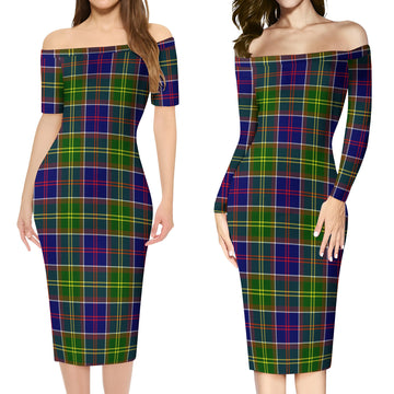 Dalrymple Tartan Off Shoulder Lady Dress Women's Dress - Tartan Vibes Clothing