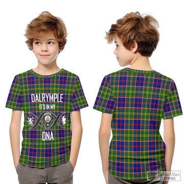 Dalrymple Tartan Kid T-Shirt with Family Crest DNA In Me Style Youth XL Size14 - Tartan Vibes Clothing