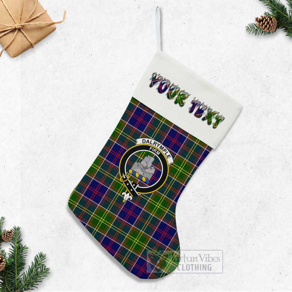 Dalrymple Tartan Family Crest Christmas Stocking with Personalized Text - Tartan Vibes Clothing