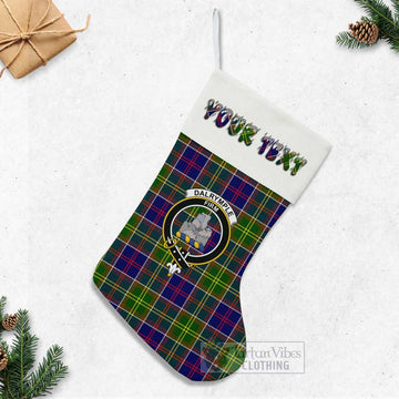 Dalrymple Tartan Family Crest Christmas Stocking with Personalized Text - Tartan Vibes Clothing