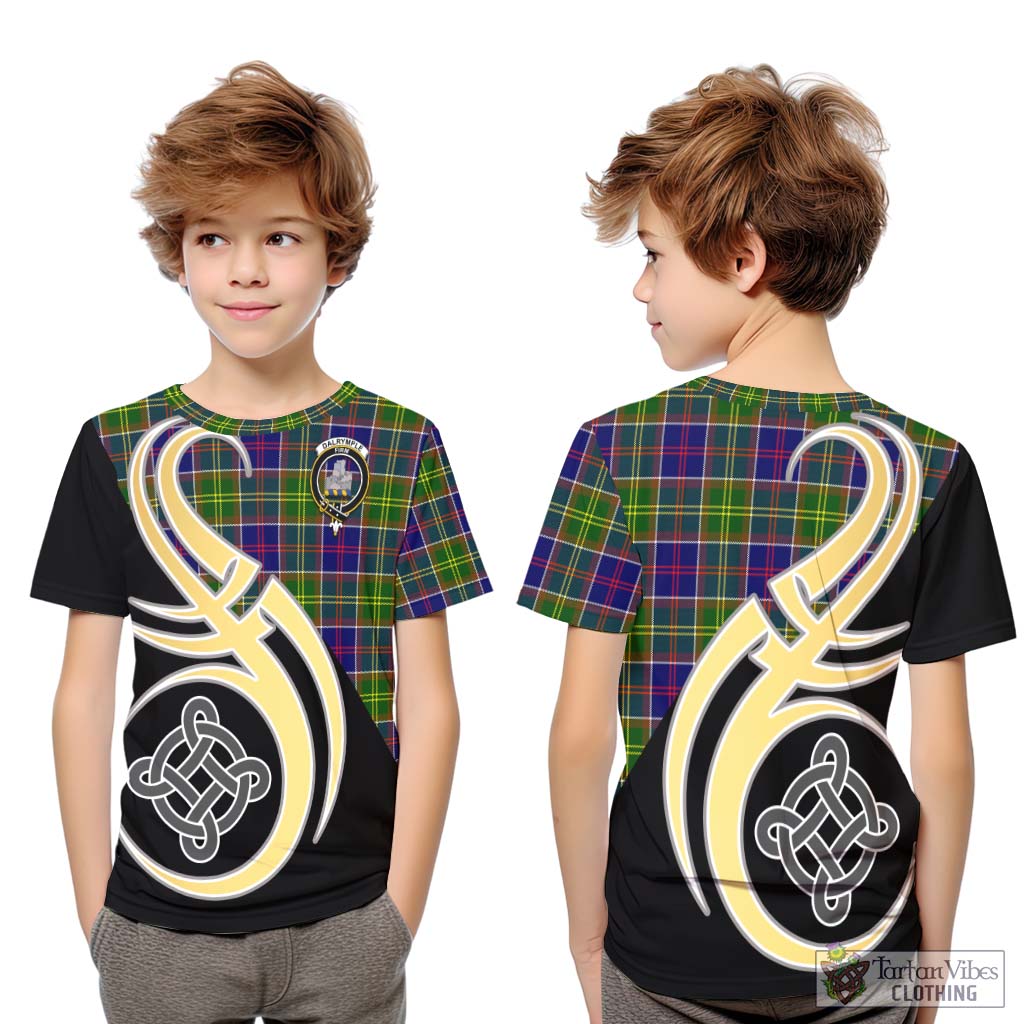 Dalrymple Tartan Kid T-Shirt with Family Crest and Celtic Symbol Style Youth XL Size14 - Tartan Vibes Clothing