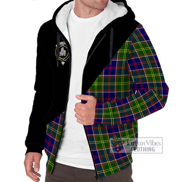 Dalrymple Tartan Sherpa Hoodie with Family Crest and Military Logo Style Unisex S - Tartan Vibes Clothing