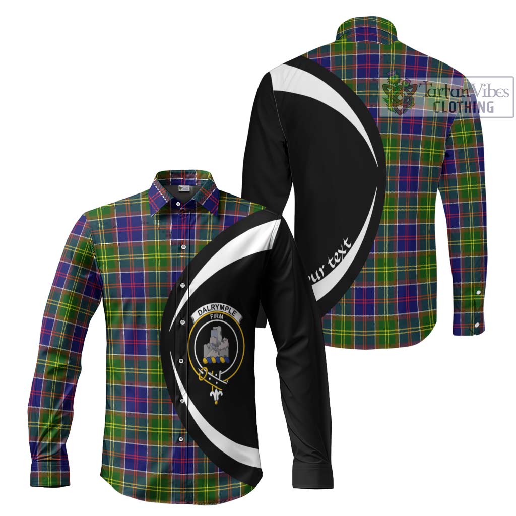 Dalrymple Tartan Long Sleeve Button Up with Family Crest Circle Style Men's Shirt S - Tartan Vibes Clothing