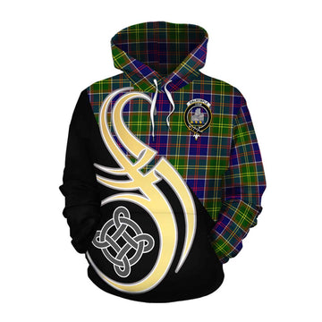 Dalrymple Tartan Cotton Hoodie with Family Crest and Celtic Symbol Style Pullover Hoodie XS - Tartan Vibes Clothing
