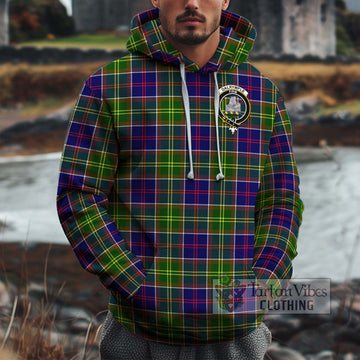 Dalrymple Tartan Cotton Hoodie with Family Crest Zip Hoodie - Tartan Vibes Clothing