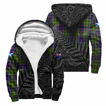 Dalrymple Crest Tartan Sherpa Hoodie with New Zealand Silver Fern Half Style
