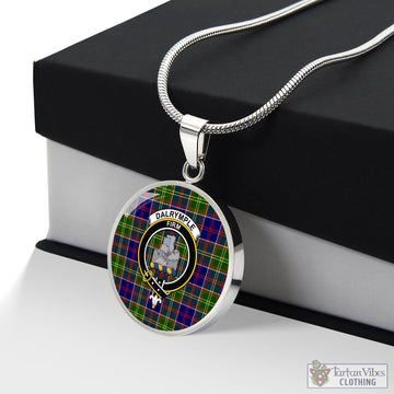 Dalrymple Tartan Circle Necklace with Family Crest Luxury Necklace (Silver) No - Tartan Vibes Clothing