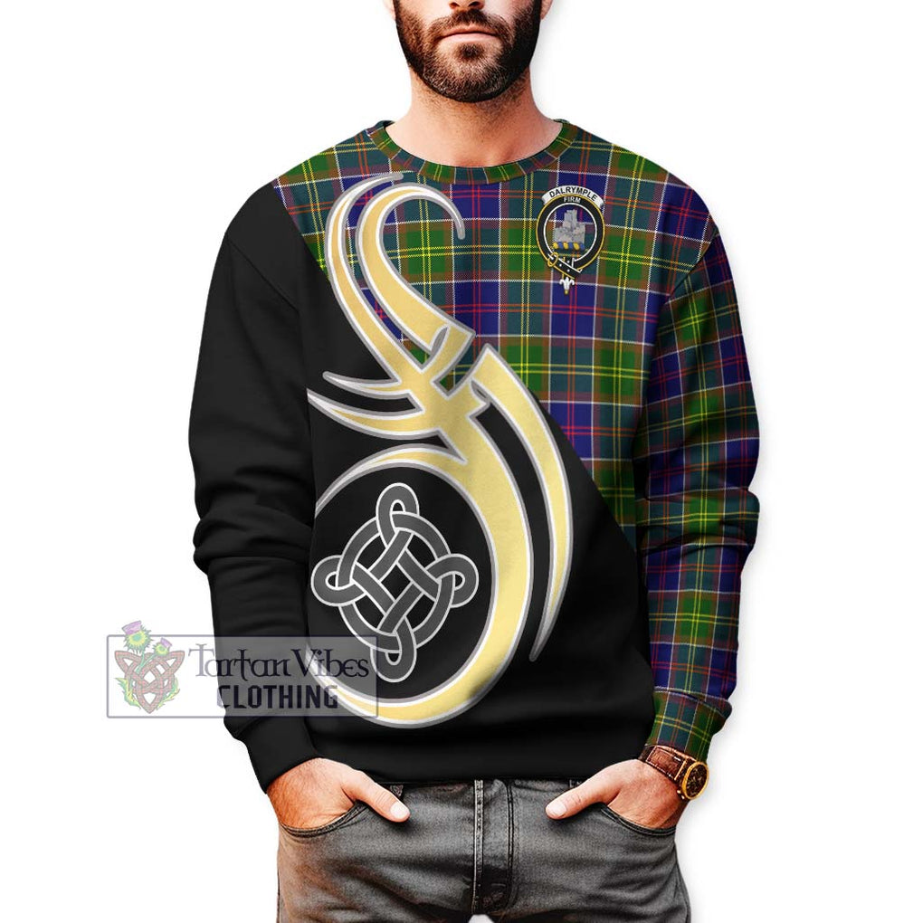 Dalrymple Tartan Sweatshirt with Family Crest and Celtic Symbol Style Unisex - Tartan Vibes Clothing