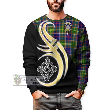 Dalrymple Tartan Sweatshirt with Family Crest and Celtic Symbol Style Unisex - Tartan Vibes Clothing