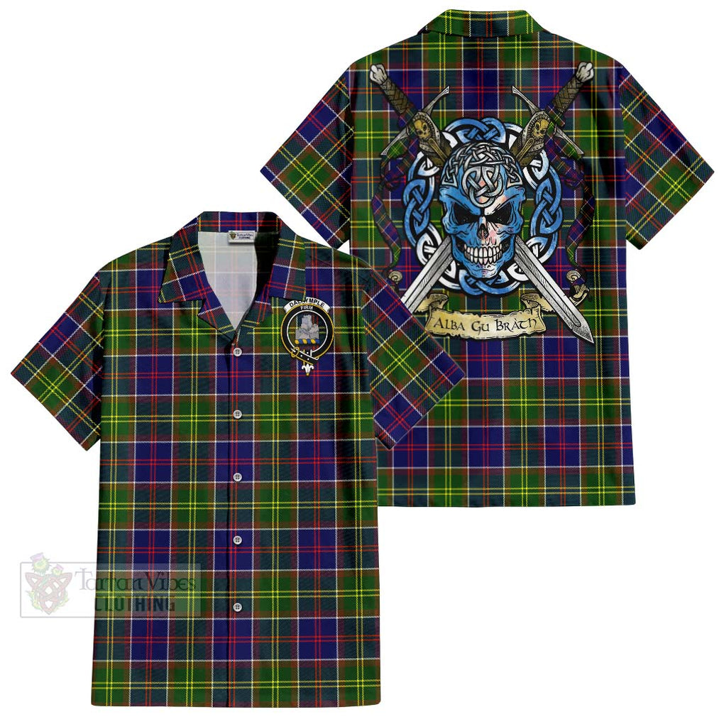 Dalrymple Tartan Hawaiian Shirt with Family Crest Celtic Skull Style Kid - Tartan Vibes Clothing